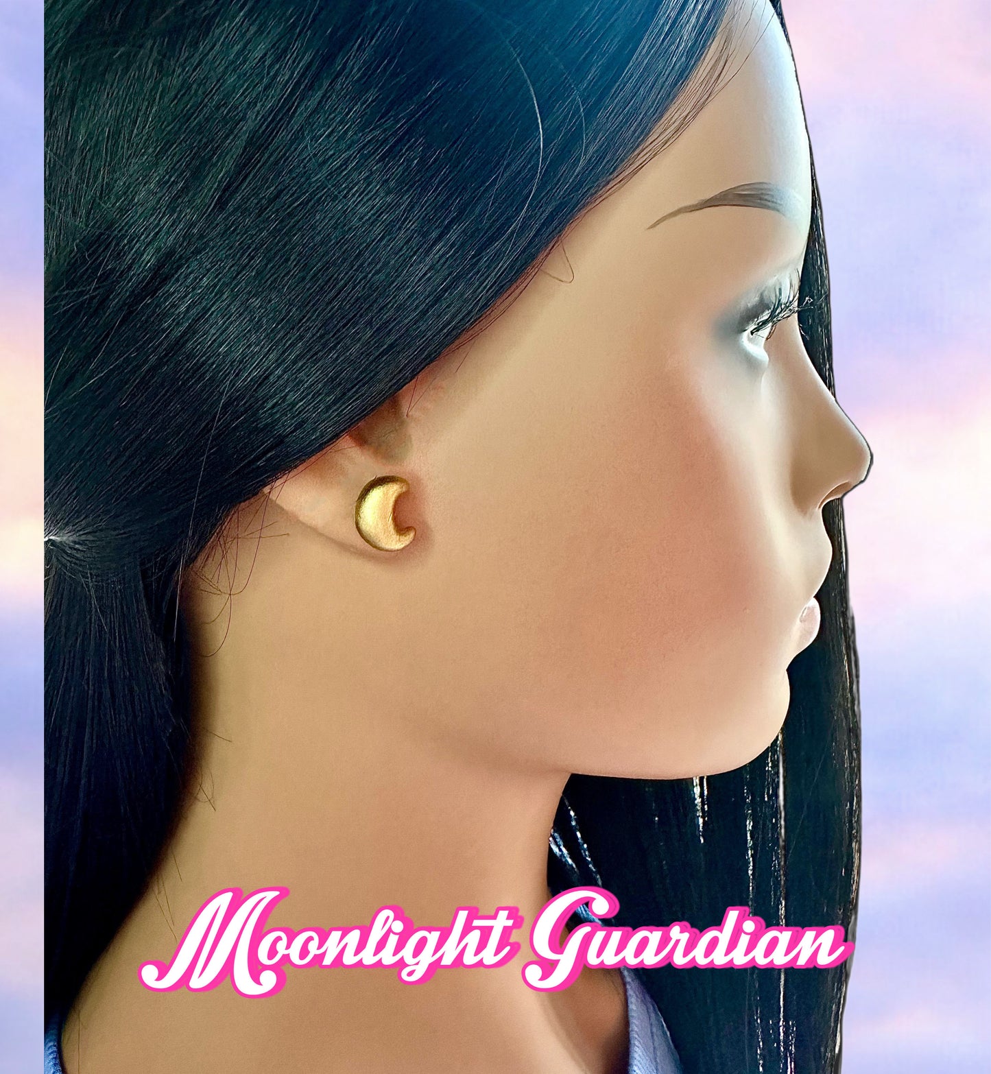 model wearing cute kawaii sailor moon handmade hypoallergenic clay earrings