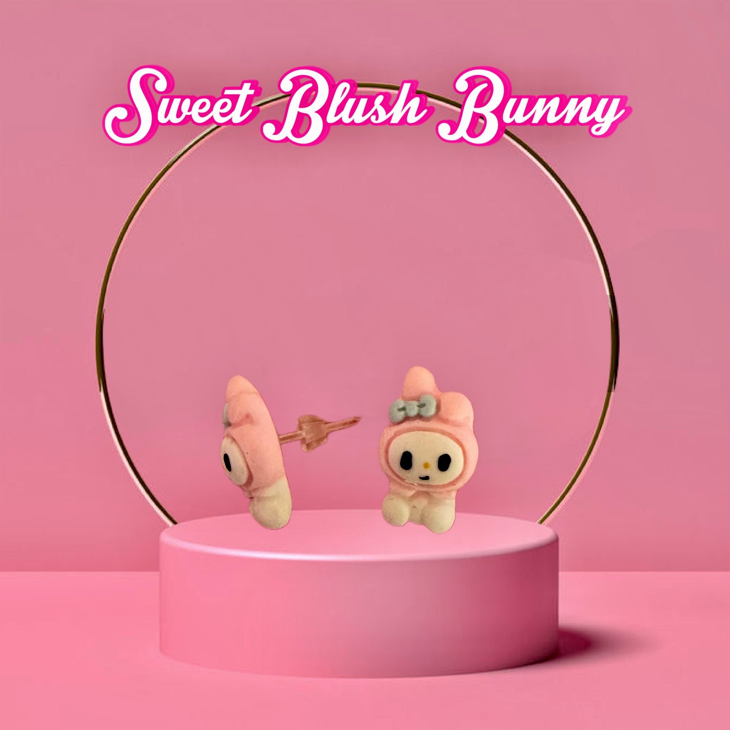 Sweet Blush Bunny Stud Earrings
