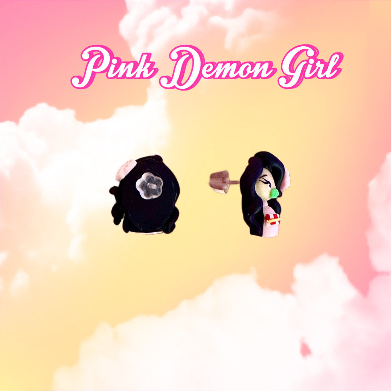 Pink Demon Girl Stud Earrings