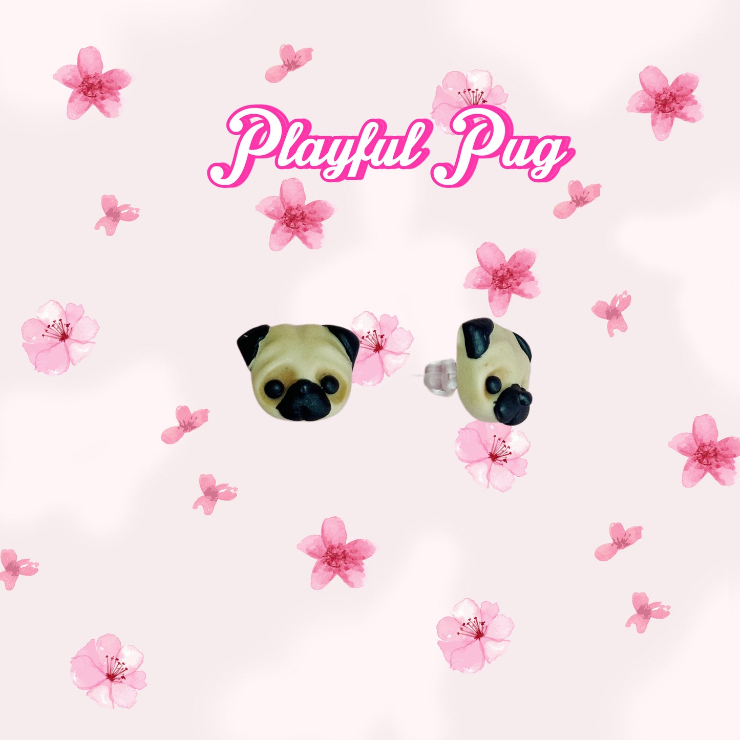 Playful Pug Stud Earrings