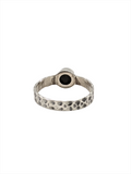 Black Onyx Sterling Silver Hammered women ring Size 8