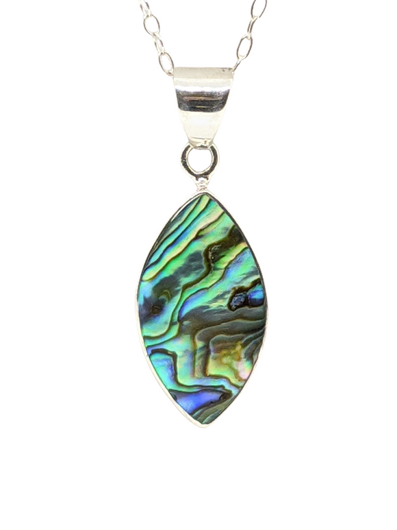 Abalone Shell Stone Pendant 925 Sterling Silver Necklace 20