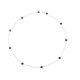 Amethyst stone  925 Sterling Silver beaded Necklace 16" - Amethyst Sterling Silver Choker