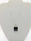 Black Banded Agate Pendant 925 Sterling Silver necklace 20"