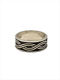 Double Wave oxidized Sterling Silver men's women unisex band ring Sizes 9 - 10
