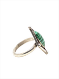Malachite stone inlay in Oxidized Sterling Silver women ring Size 8