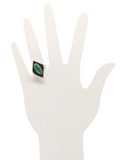 Malachite stone inlay in Oxidized Sterling Silver women ring Size 8