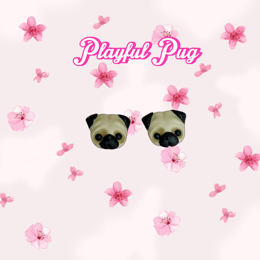 Playful Pug Stud Earrings