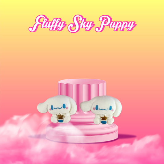 Fluffy Sky Puppy Stud Earrings