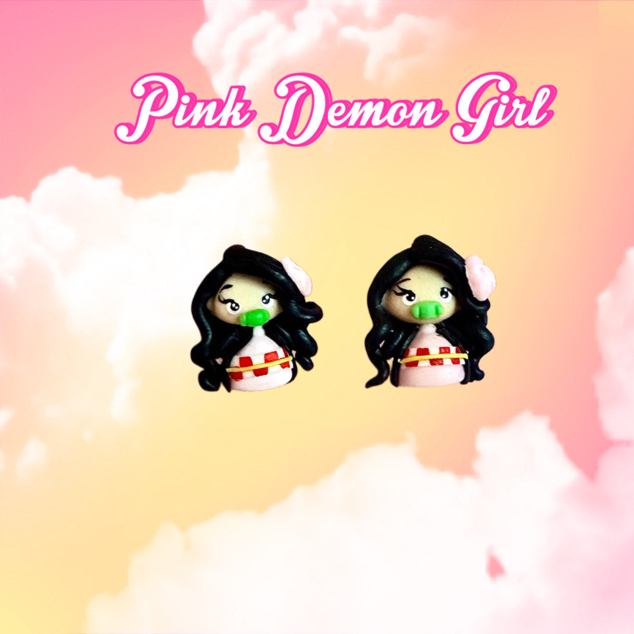 Pink Demon Girl Stud Earrings