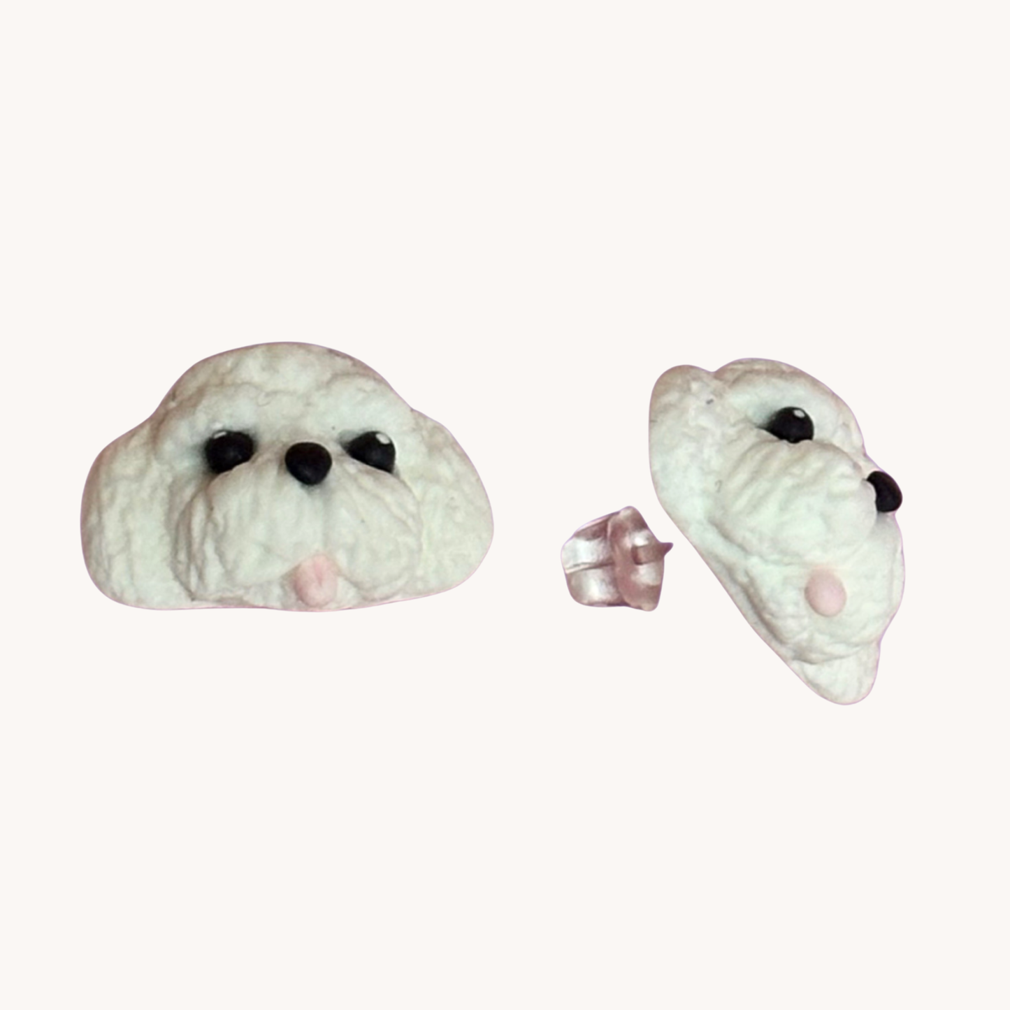 handmade polymer clay poodle earrings on hypoallergenic studs
