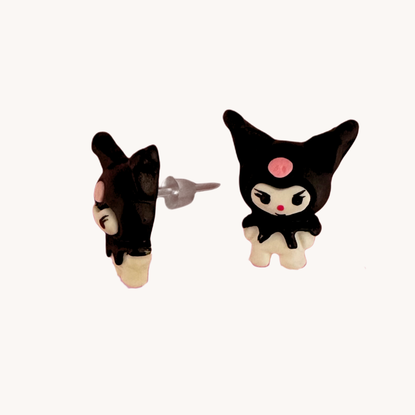 handmade polymer clay kuromi silicon stud earrings