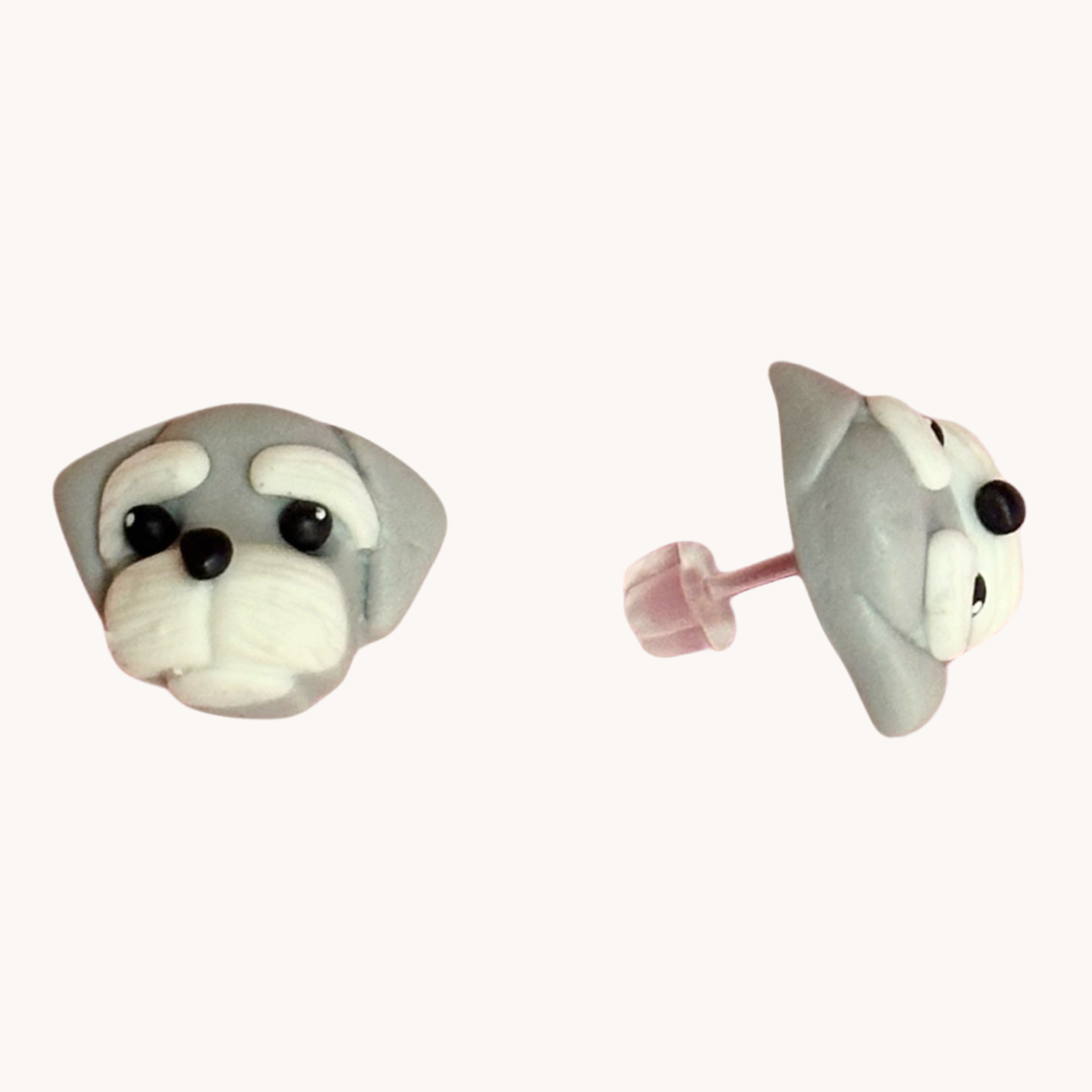 handmade polymer clay schnauzer stud earrings