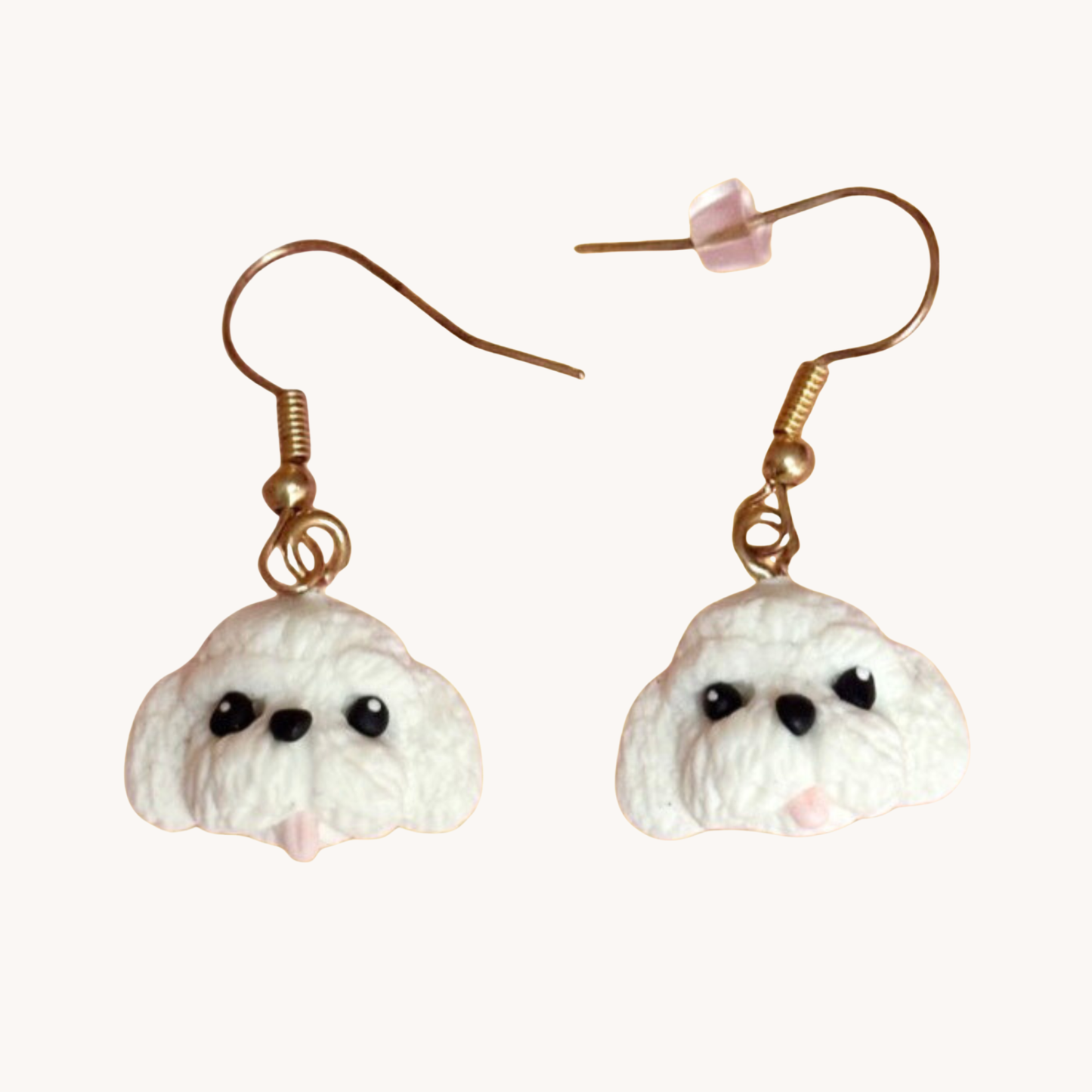 handmade polymer clay gold toned dangle earrings
