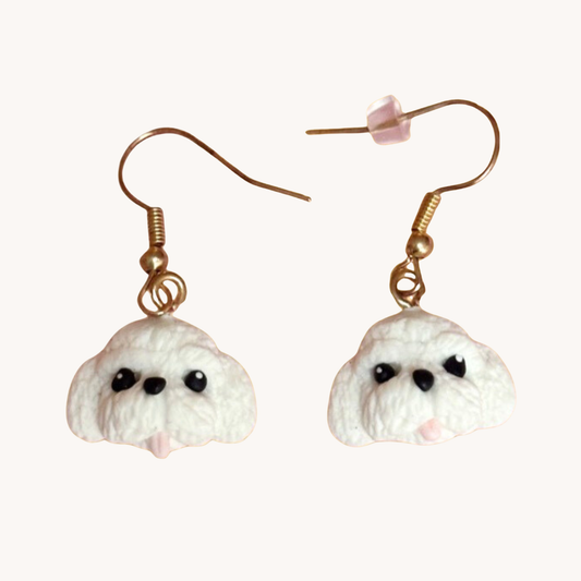 handmade polymer clay gold toned dangle earrings