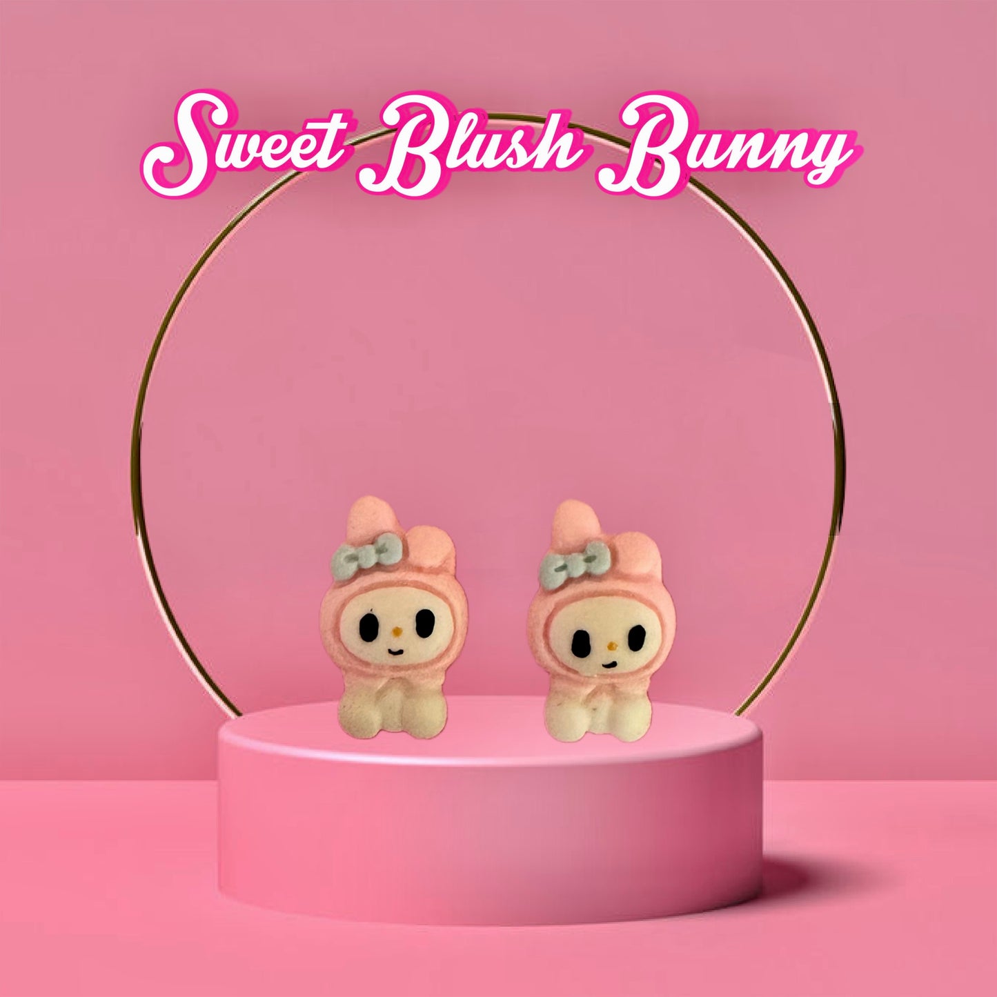 Sweet Blush Bunny Stud Earrings