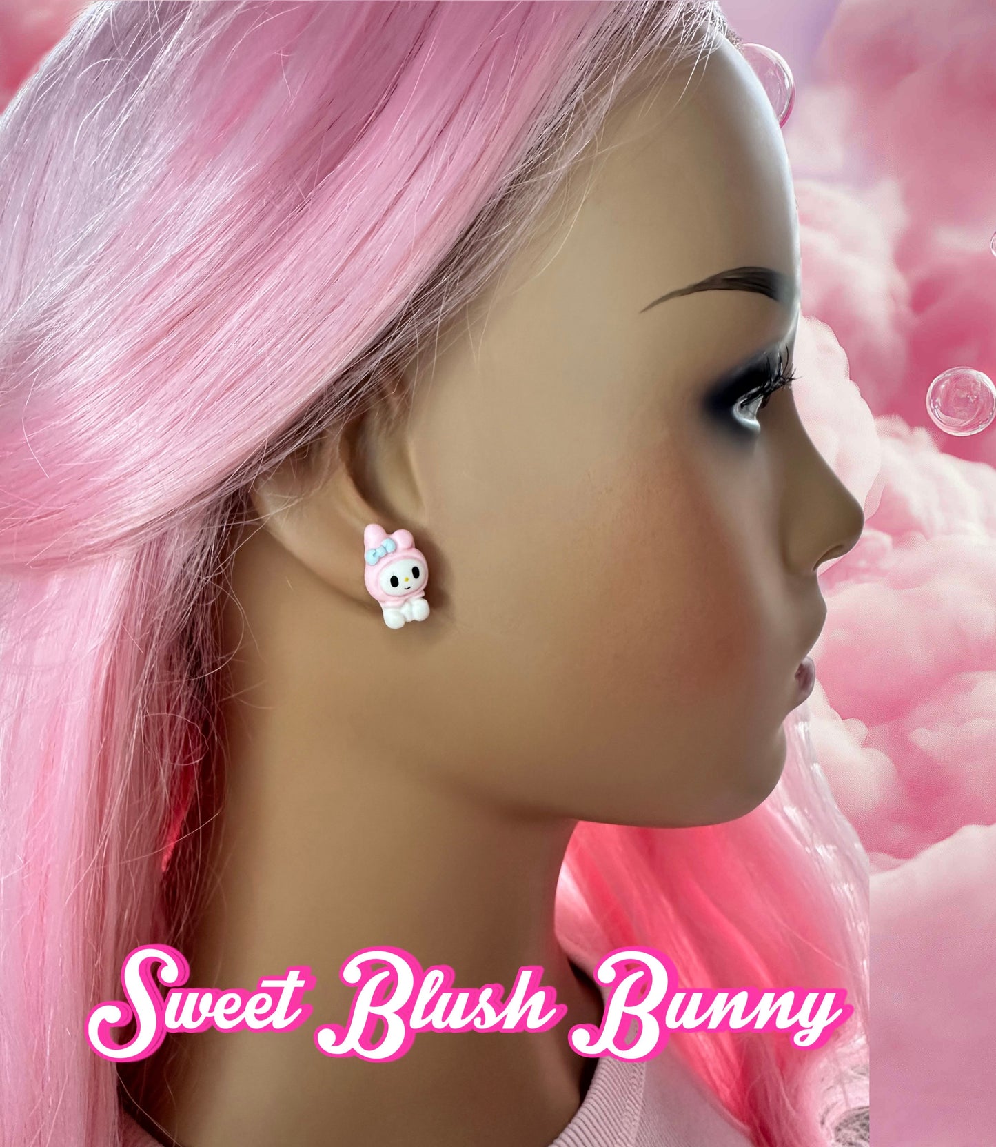 Sweet Blush Bunny Stud Earrings
