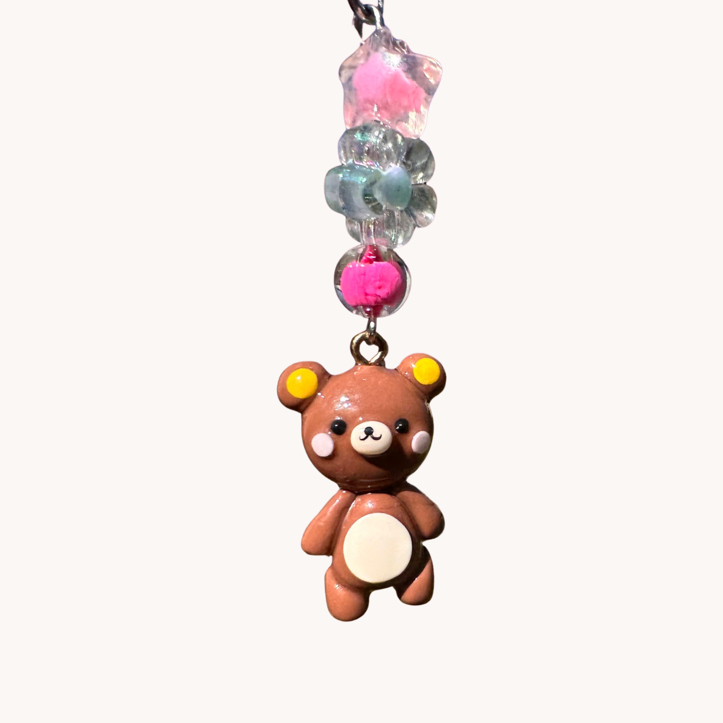 handmade polymer clay brown rilakkuma phone charm