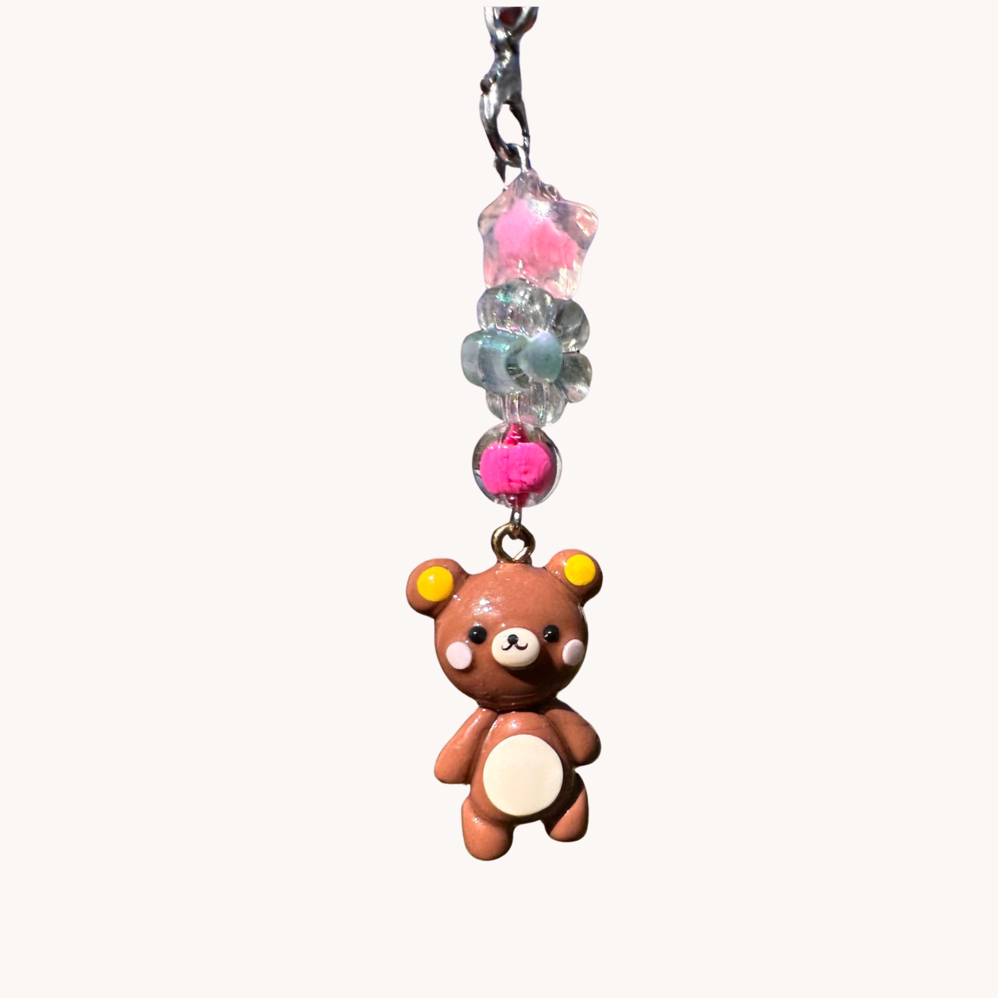 handmade polymer clay brown rilakkuma phone charm
