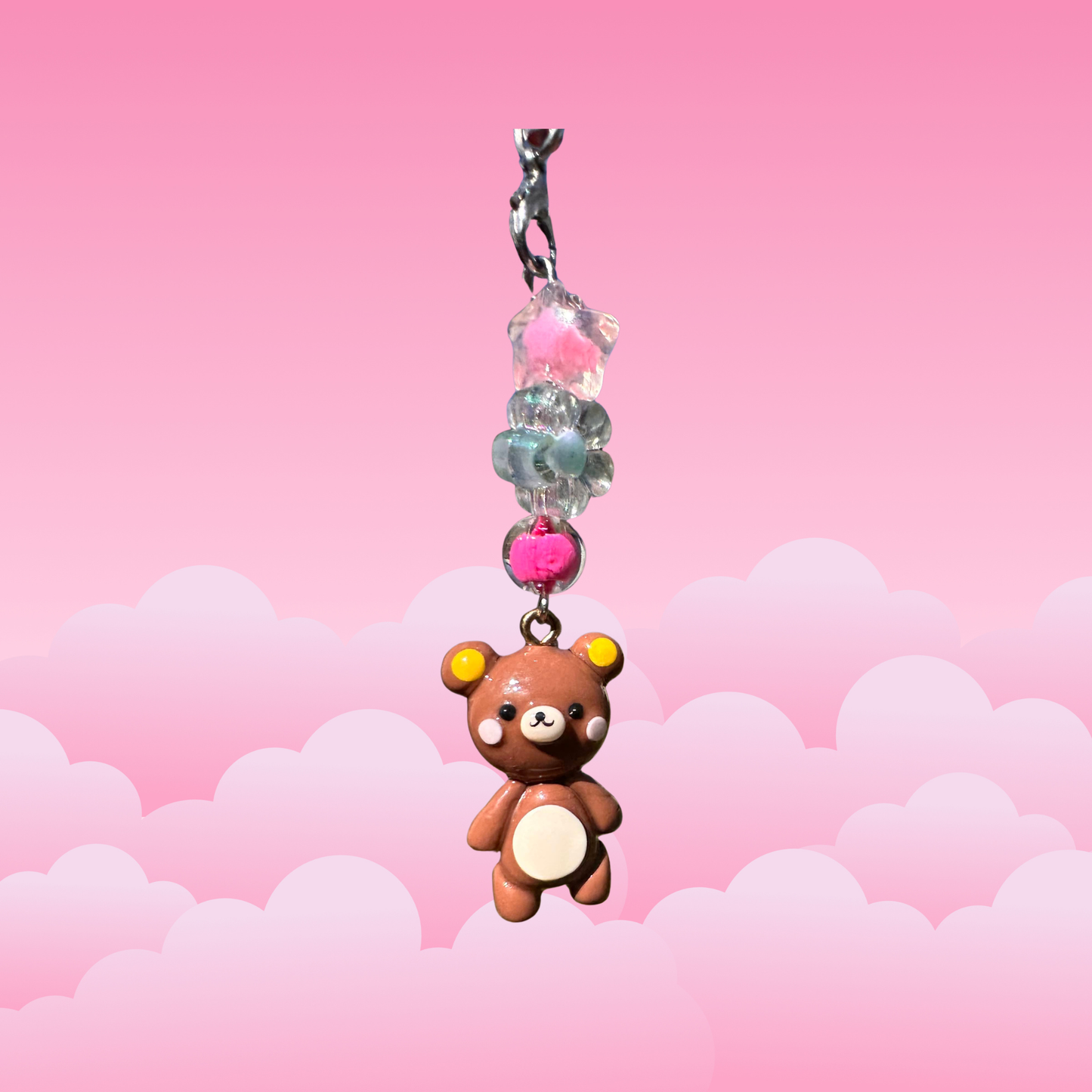 handmade polymer clay brown rilakkuma phone charm