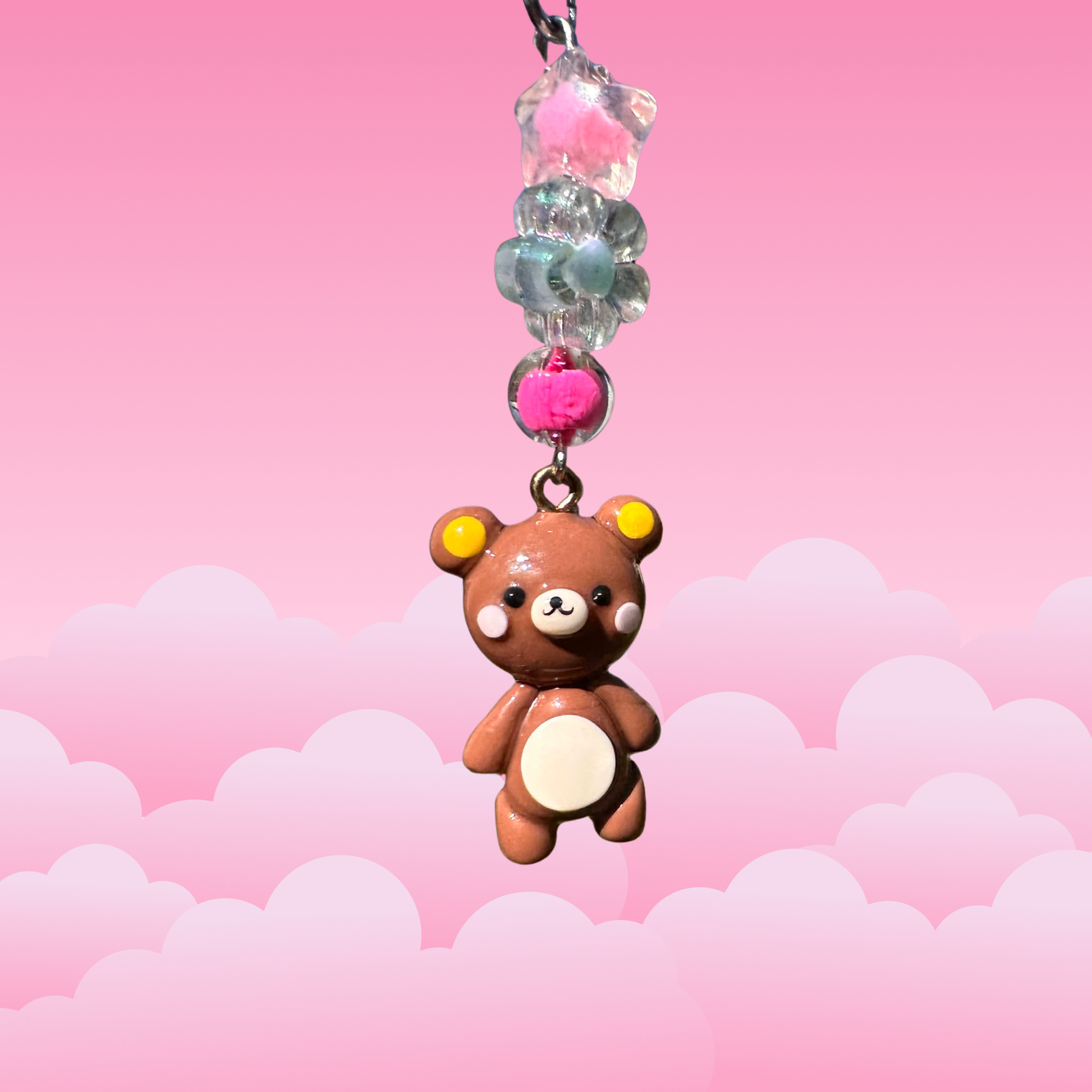 handmade polymer clay brown rilakkuma phone charm