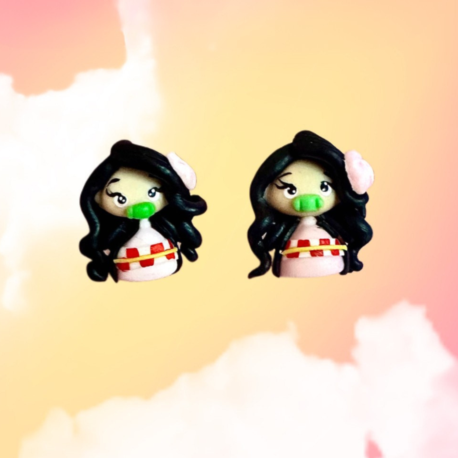 Nezuko Demon Slayer handmade kawaii earrings