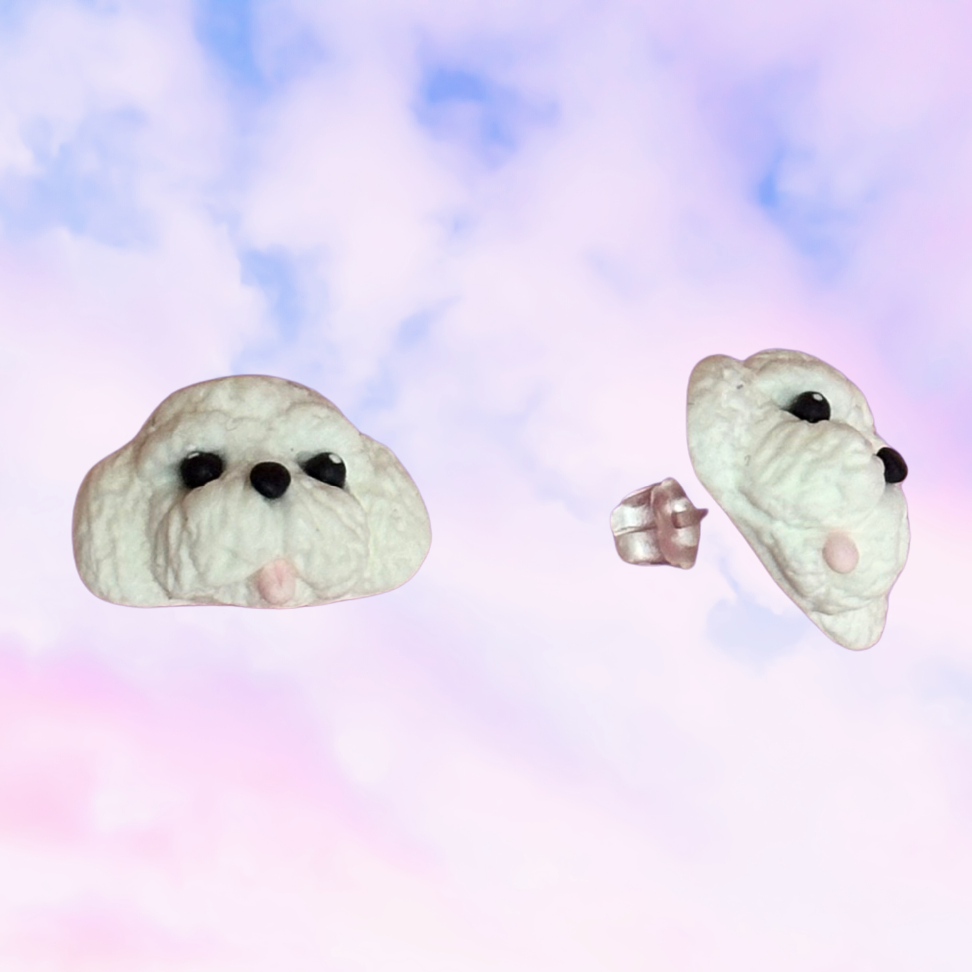 handmade clay kawaii hypoallergenic poodle earrings