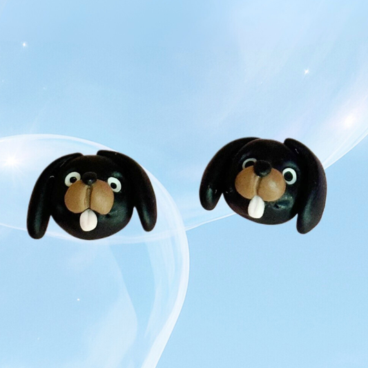 kawaii cute dachshund  hypoallergenic stud earrings