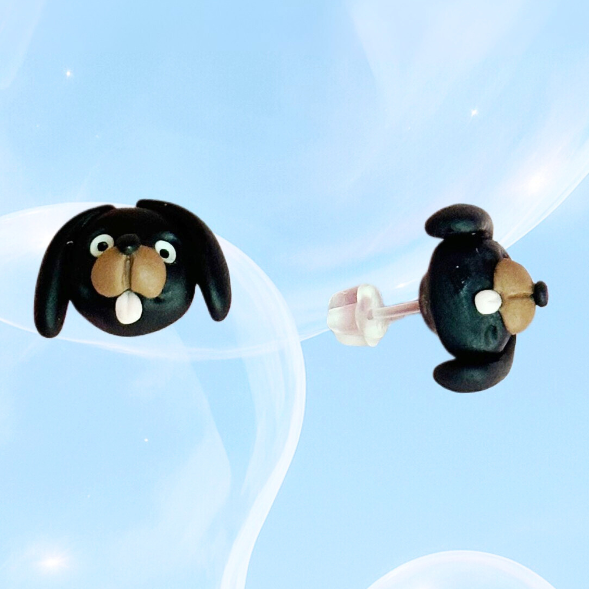 kawaii cute dachshund  hypoallergenic stud earrings