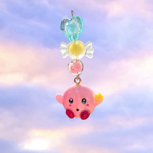 handmade polymer clay kirby phone charm