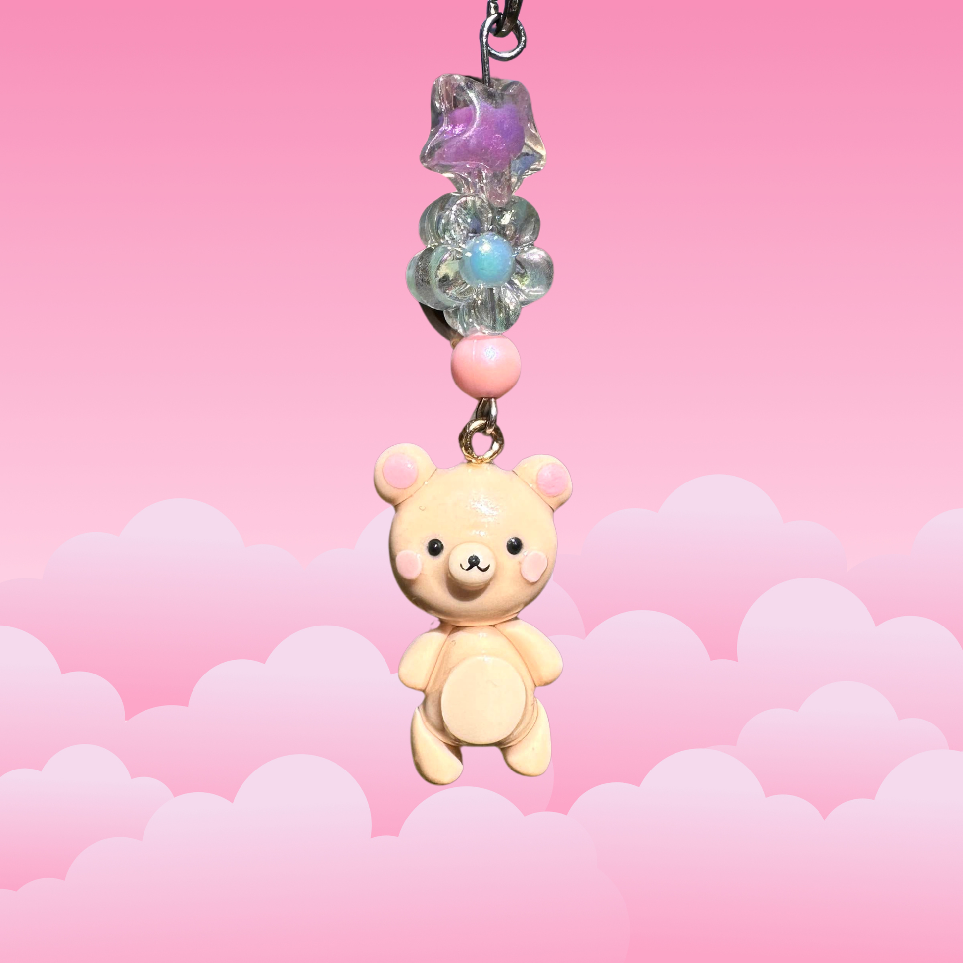 handmade polymer clay white rilakkuma phone charm