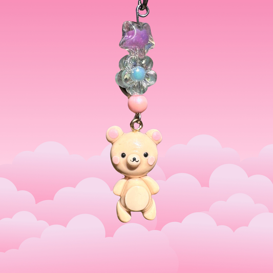 handmade polymer clay white rilakkuma phone charm