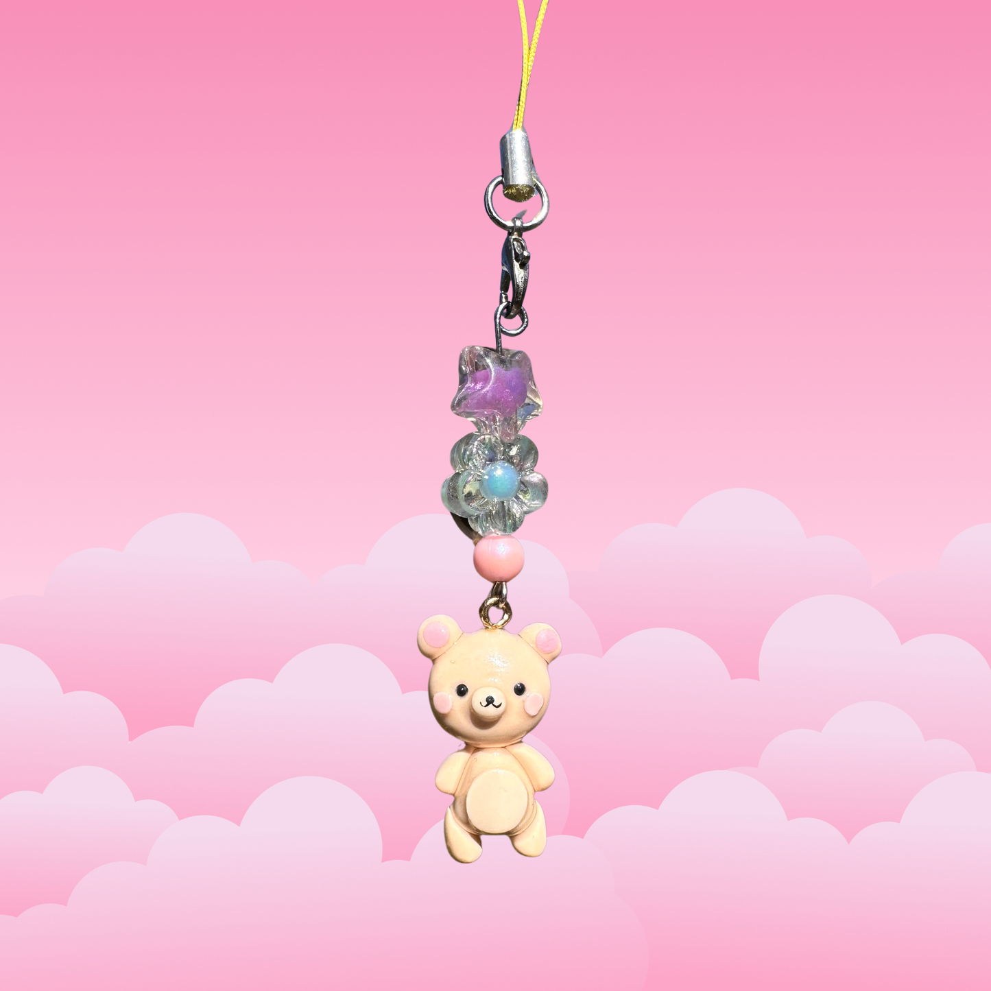 handmade polymer clay white rilakkuma phone charm