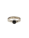 Black Onyx Sterling Silver Hammered women ring Size 8