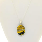 Bumble Bee Jasper large Pendant 925 Sterling Silver necklace 22"