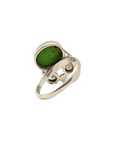 Green Turquoise and Peridot and Sterling Silver women ring Size 7