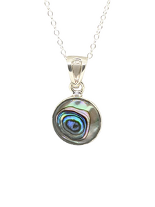 Abalone Shell Stone Pendant 925 Sterling Silver Necklace 18"