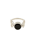 Heart Wings Sterling Silver and Black Onyx women ring Size 6