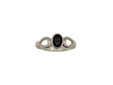 Faceted Black Onyx Sterling Silver women ring Size 9
