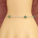 Green Jade 925 Sterling Silver Bracelet" - Green Jade Sterling Silver Bracelet