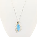 Larimar and Pearl in Sterling Silver 22" necklace