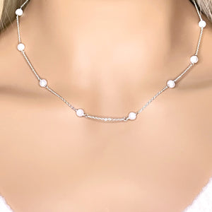 Sterling Silver Pearl  beaded Necklace - Pearls choker