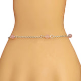 Pink Quartz 925 Sterling Silver beaded Bracelet" - Pink Quartz Sterling Silver Bracelet