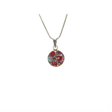 Red Crystal Pave Pendant Sterling Silver Necklace 16" - Mosaic pendant